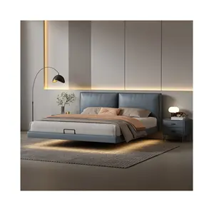 Plate-forme de lit flottant moderne, cadre de lit flottant Queen, chambre à coucher flottante à profil bas