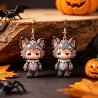 Boucles d'oreilles pendantes émaillées Halloween, motifs fantôme, sorcière, citrouille, crâne, dorées, bijoux fantaisie pour femmes et filles, cadeaux