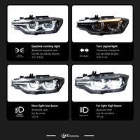 Phares LED bicolores pour BMW F30 2012 2013 2014 2015, phares LED complets améliorés avec yeux d'ange blancs/jaunes