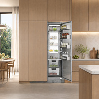 Réfrigérateur encastrable à portes françaises en acier inoxydable 455L, sans givre, électrique, à refroidissement par air, écoénergétique, faible niveau sonore, panneau US