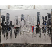 Peinture à l'huile abstraite de paysage urbain 100% peinte à la main sur toile, art moderne abstrait texturé, design Art Déco, décoration murale pour salon, décoration intérieure