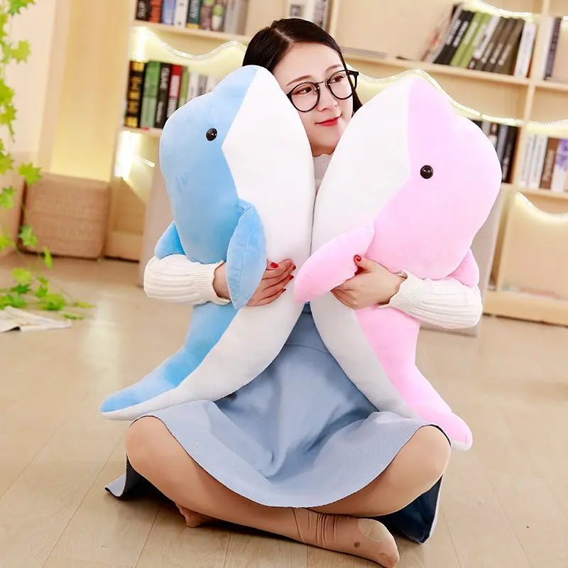 New Design Pink/Blue Plush Big Stuffed Marine Animals Plush Pillows Dolphin Doll Toy baby sleeping pillow christmas birthday gif