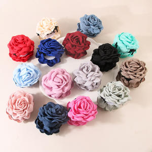 Pince à <span class=keywords><strong>cheveux</strong></span> en tissu fait main en forme de rose pour femmes et filles, grande pince à <span class=keywords><strong>cheveux</strong></span> florale bohème hawaïenne pour <span class=keywords><strong>cheveux</strong></span> épais ou fins - Product Image 1