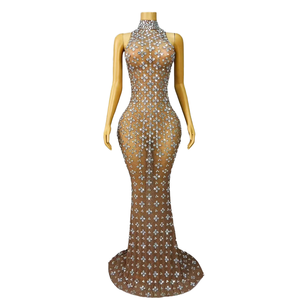 Robe de Soirée de Luxe Élégante Longue pour Femme avec Col en V, Nouveautés, Robe de Bal Ornée de Cristaux - Product Image 4
