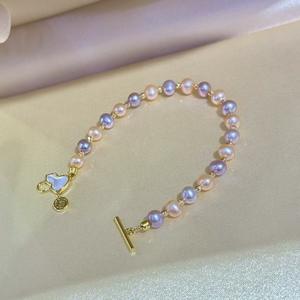 Light Luxury Freshwater Pink Purple <b>Pearl</b> <b>Bracelet</b> <b>for</b> <b>Women</b> Niche Versatile Design Sweet Autumn Winter INS - Product Image 1