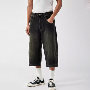 Shorts en jean baggy personnalisés pour hommes, style streetwear américain, vintage, pour le skate, délavés à l'acide, coupe droite - Product Image 4