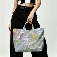 Sac fourre-tout de luxe en PVC blanc, motif floral peint à l'huile, imperméable, transparent, style gelée, sac de plage, pochette, sacs à main à nœud, sac de rangement