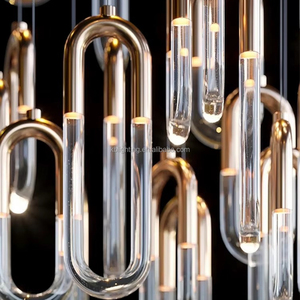 Lampu gantung Led Modern sesuai pesanan, lampu gantung Oval akrilik besar desain baru untuk Hotel dan lobi - Product Image 4