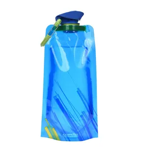 Custom Logo 650 Ml Foldable Water Bottles Reusable Water Bottle Collapsible Drinking Bottle Bag For Hiking Adventure Travel