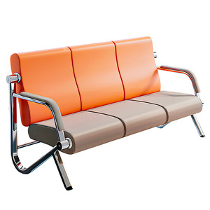 Sofá de Oficina Tsuneyuki V18 de Tres Plazas, Cuero, Estructura de Acero Inoxidable, Muebles Modernos para Recepción - Product Image 3
