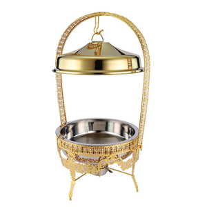 Chafing Dish de Lujo de Acero Inoxidable Dorado de Gran Capacidad (9L) con Tapa Colgante, Calentado con Alcohol, <span class=keywords><strong>para</strong></span> Hoteles, Restaurantes, Salones de Banquetes y Catering - Product Image 5
