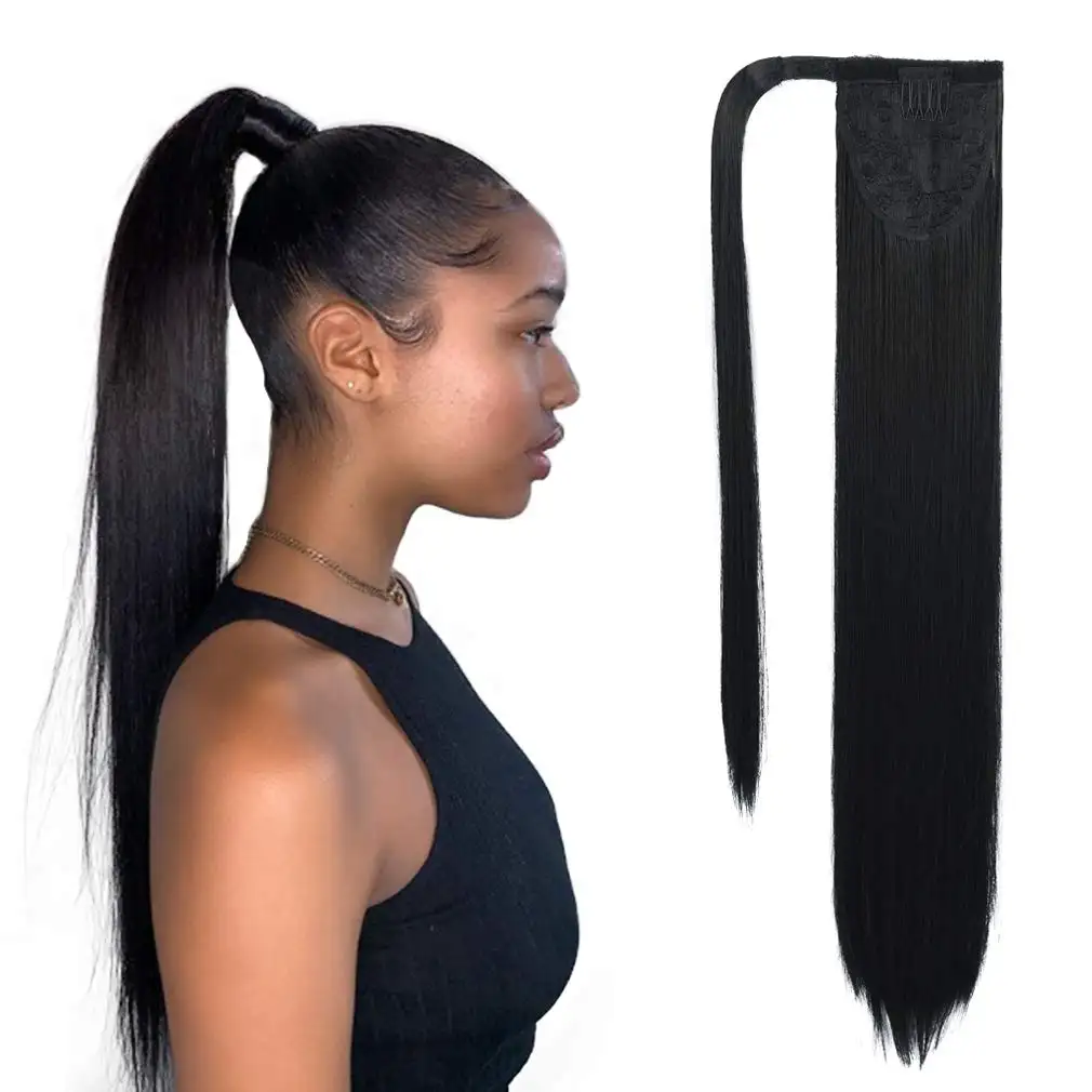 Wholesale 12A Grade Natural Indian Virgin Human Hair Wrap Around Ponytail Can Make Any Style And Color Ponytail For Black Women