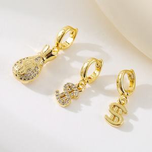 लक्जरी सोने की संपत्ति थीम पेंडेंट गहने-डॉलर साइन और मनी बैग क्लिप महिलाओं के लिए हीरे-ट्रेंडी गहने - Product Image 5