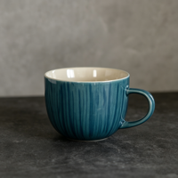 Service de table en céramique EKA fait main, effet pincelé, avec assiettes, bols et tasses à café en grès à glaçure réactive, personnalisable avec logo, idéal pour un cadeau