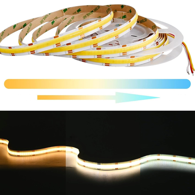 3-in-1 CCT COB LED Strip 24V/12V High Tunable White Addressable USB & PCB Light with High CRI 90