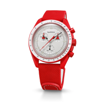 Montre sport chronographe unisexe Sparktime rouge, 42 mm, quartz numérique, bracelet en PU/silicone, bande de 20 mm, résistante à l'eau 3 BAR