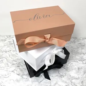 Custom Luxury Wedding Favors Gift Candy Boxes Ribbon Paper Bridesmaid Sets Favor Box