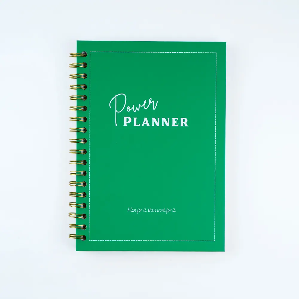 Custom Printing A5 Green Cover Undated Yearly Monthly Daily B5 Spiral Classeur Budget Binder Planner