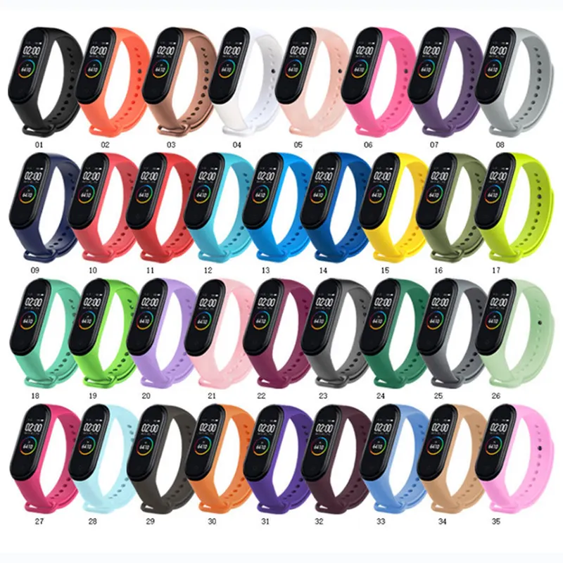 Watch Band Strap For Xiaomi 6 5 4 3 Sport Rubber Silicone Smart Watch Bracelet Mi Band 6 5 3 4 Strap