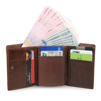 Dompet Kulit Pria Custom, Tempat Kartu Kredit, Dompet Koin Kulit Kasual Warna Kopi, Dompet Kulit Asli Pria