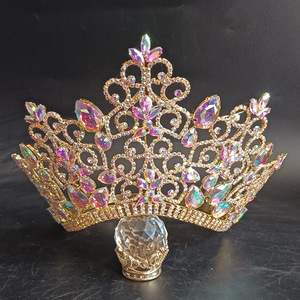 6.5" Beauty Pageant <strong>Crown</strong> AB Rhinestone Crystal Beauty Princess <strong>Tiara</strong> Party <strong>Personalized</strong> <strong>Crowns</strong> - Product Image 3