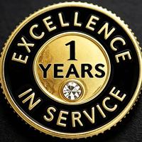 Badge en émail de reconnaissance pour employé : Distinction de service de 1 an d'expérience en matière d'excellence