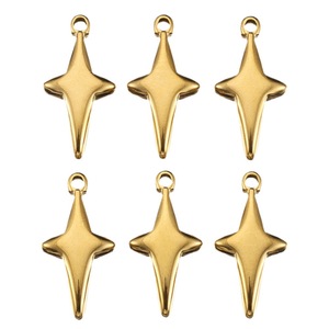 Pendentif étoile à quatre branches en acier inoxydable Mingx, plaqué or véritable 18 carats, couleur météore, préservé - Product Image 5