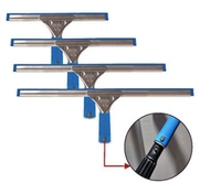 Raclette à vitres en acier inoxydable 10''/14''/16''/18'' réglable, durable, avec poignée en caoutchouc noir et bleu, marque YangMing