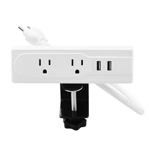 Source Supplier Hot Sale Desk Clamp Power Strip, ETL Certified Power Bar with USB, Clip-On Office Socket