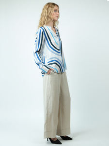 بناطيل أنيقة بخصر عالٍ ونسيج لوريكس منسوج بساق واسعة ومجعدة - Product Image 4