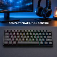 Clavier mécanique rétroéclairé tri-mode 63 touches, touches personnalisées, 20 effets RVB, interrupteurs bleus, port Type-C pour les joueurs sur PC