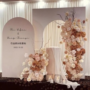 लक्जरी 5 डी रंगीन रेशम विवाह पृष्ठभूमि आधुनिक पुष्प व्यवस्था पार्टी के लिए आर्क बोर्ड सजावट के लिए फूलों की पंक्ति - Product Image 3