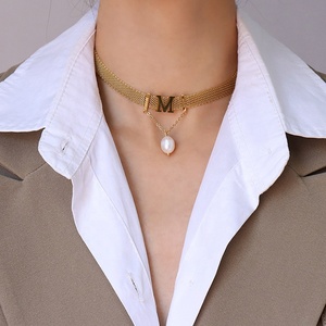 Regalo per la festa della mamma bella collana girocollo a catena con perle barocche 18K placcato oro a maglie larghe per ragazza donna - Product Image 2