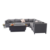 MIA Ensemble de mobilier de jardin de luxe pour l'extérieur, canapé en forme de L avec table foyer intégrée