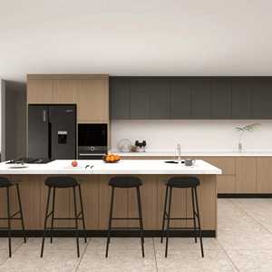 Ensemble de meubles de cuisine modulaires en bois de chêne avec comptoir en quartz, design de cuisine moderne européen - Product Image 1