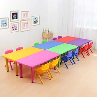 Table rectangulaire en plastique multicolore de haute qualité et durable pour enfants, design moderne, écologique, pieds amovibles, chambre à coucher, bureau à domicile