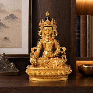 Escultura de Ksitigarbha Bodhisattva en Latón, Hecha a Mano con Técnica de Fundición, Forma Personalizable para Altar Budista en Casa o Negocio - Product Image 5