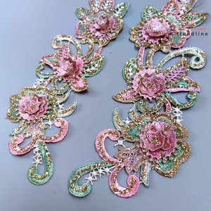 Custom Garment &amp; Processing Tutu Paillette Glittering <strong>Sequin</strong> 3D Flower Floral <strong>Appliques</strong> for Performance Acting Clothing Dresses - Product Image 3