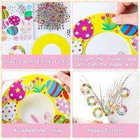 Kit de bricolage pour couronne de Pâques en caoutchouc de 286 pièces - Ensemble DIY avec autocollants lapin/œuf/poussin pour la décoration de la maison et de la salle de classe des enfants