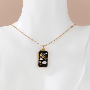 Hot Selling Retro <span class=keywords><strong>Tarot</strong></span> Card Hanger Ketting Rechthoekige Inlay Roestvrij Staal Met Gouden Beplating Geluksjuwelen Uit De Fabriek - Product Image 4