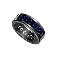 Anneau intelligent SR16 avec identification de l'appelant, moniteur de fréquence cardiaque, oxymètre, podomètre, suivi du sommeil, contrôle des photos, fonction anti-vibrations, compatible Android/iOS, mesure de la saturation en oxygène sanguin