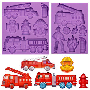 Molde de Silicona para Fondant de Bombero, Ecológico, de 2 Piezas, Rectangular, para Decoración de Pasteles, Cupcakes y Postres - Product Image 3