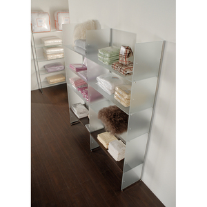 Modular Showcase Glazed Glass <b>Wall</b> <b>Display</b> Rack 203x40x H 220 Glossy White - Product Image 1