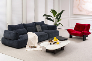 Divano in Tessuto Ciniglia Bicolore Opaco di Lusso Europeo, Produzione Diretta MIHUA, Stile Moderno e Semplice per Soggiorno e Villa - Product Image 2