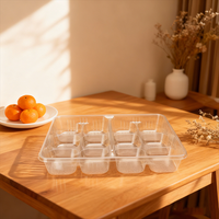 Barquette d'emballage transparente de qualité alimentaire jetable pour pâtisseries, divisée en 12 petites compartiments
