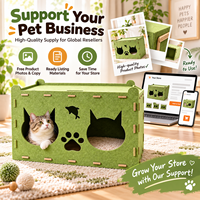 Maison pour chat en feutre et bois, abri intérieur pour animaux de compagnie, lit pour chat durable avec plateforme de repos supérieure, OEM personnalisé, vente en gros