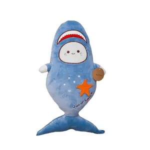 定制婴儿蓝鲸鲨鱼抱枕婴儿鲸鱼毛绒玩具公仔鱼毛绒玩具毛绒动物