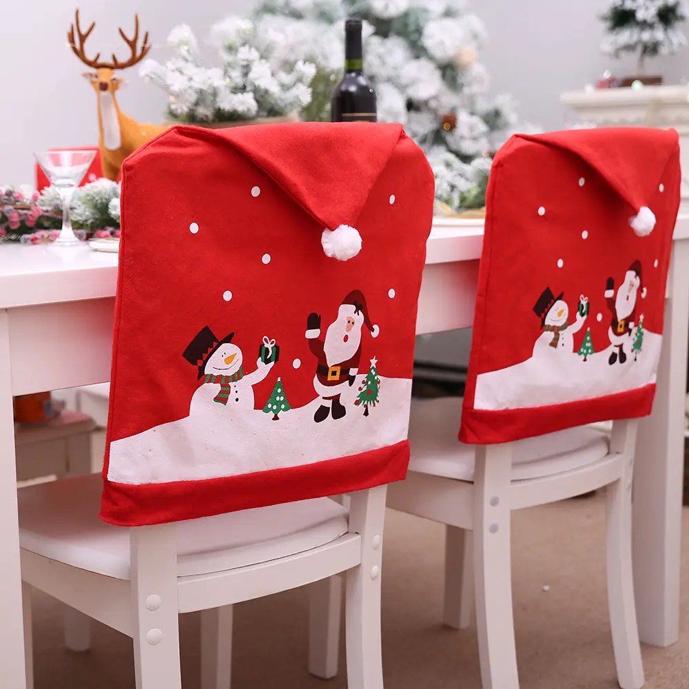 Stretch Removable Washable Fundas Para Muebles Dining Room Chair Protector Slipcovers Christmas Chair Cover Decoration for Chair