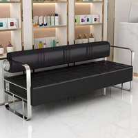 Fauteuil de salon de luxe léger, banc de réception en acier inoxydable pour salon de coiffure, canapé d'attente pour salon de coiffure tendance