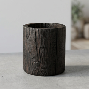 Charred Acacia Wood Rustic Eco-friendly Floor <b>Vase</b> Planter | Handmade Brown 30x30x35cm Indoor/Outdoor Garden Decor Wholesale - Product Image 2